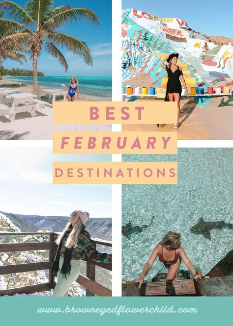 From fun ski trips to Park City to relaxing island vacations in the Bahamas, discover the best places to visit in February in the world. Add these February travel destinations to your February travel bucket list. Whether you want a cold destination or to find one of the best winter sun destinations, you'll find the perfect spot on this list of the best February travel destinations. | best places to go in February | best february vacation destinations February Travel Destinations, Where To Travel In February, Adventurous Travel, Bucket List Travel Destinations, Ski Trips, Beach Place, Ultimate Bucket List, Girls Getaway, Winter Sun