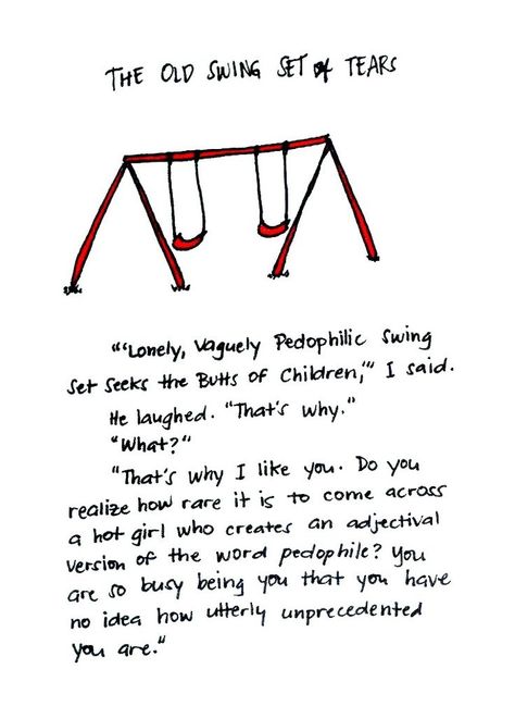 "Swing Set Needs Home," I said (8.123). Hazel thinks about her swing set one day and knows that she had some good times, not great times, on it and that it's time for another family to use it. She had memories on it with her family but that's all it was, memories. The Fault In Our Stars Quotes, Stars Quotes, John Green Books, Hazel Grace, Green Quotes, Into The West, Star Quotes, Okay Okay, The Fault In Our Stars