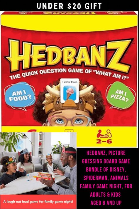 OVER 8 DIFFERENT GAME OPTIONS

Hedbanz is the quick question game of “What am I?” On your turn, simply say “GO” and start asking yes/no questions to figure out the picture shown on your headband! Just take the game out of the box, read the easy-to-follow instructions, and get ready for some awesome Hedbanz action! This is suitable for 2 or more players, ages 6 and up. Yes No Questions, Question Game, Yes Or No Questions, What Am I, Different Games, Family Game, Family Game Night, Game Night, Out Loud