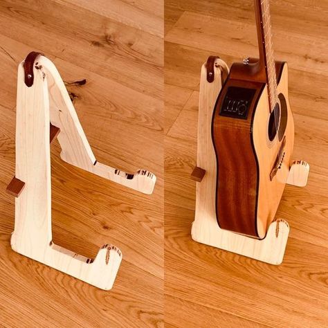 Diy Guitar Stand, Ukulele Wall Mount, Minimalist Wood Furniture, Wood Guitar Stand, Wooden Guitar Stand, Wood Phone Holder, Guitar Storage, Guitar Wall Hanger, Guitar Rack