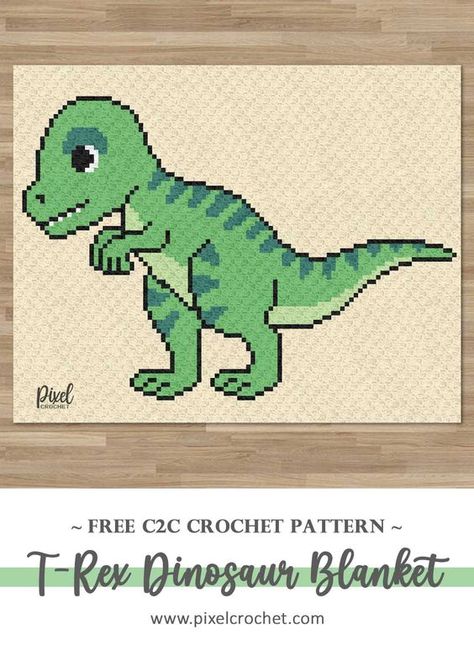 C2C T-Rex Blanket Pattern – Pixel Crochet Free Crochet Patterns For Afghans C2c, Dinosaur Blanket Crochet, Hekel Patrone, Crochet Kids Blanket, Dinosaur Patterns, C2c Patterns, Corner To Corner Crochet Pattern, Crochet Blanket Border, Crochet C2c Pattern