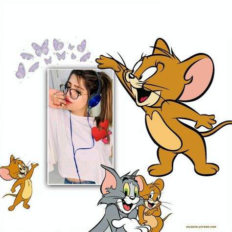 Jerry Photo, Tom And Jerry Photos, Jerry Mouse, Stylish Photo Frames, Instagram Black Theme, Tom Cat, Girly Frame, Cat Frame