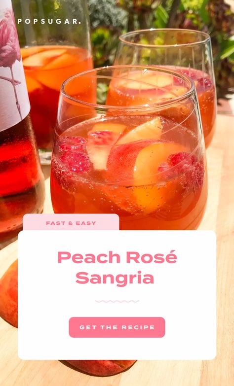 Peach Rosé Sangria Recipe | POPSUGAR Food Rosé Sangria, Coconut Mojito, Rose Sangria, Sangria Recipe, Popsugar Food, Fruity Cocktails, Peach Juice, Peach Slices, Sangria Recipes