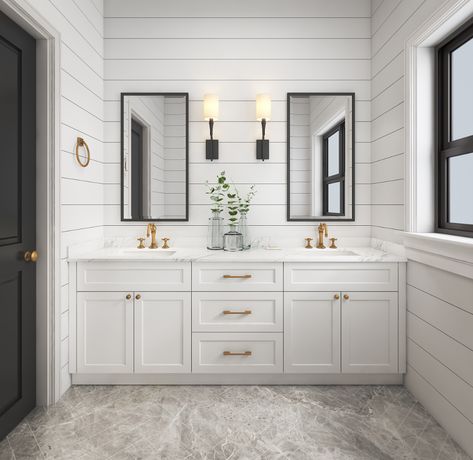 Shaker Style Bathroom Vanity - Prodeco Customized Kitchen Cabinet,Wardrobes And Bathroom Vanity. Black Bathroom Light Fixtures, Black Bathroom Light, Bathroom Vanity Style, Bad Inspiration, White Vanity Bathroom, Bathroom Mirror Cabinet, Mirror Wall Bathroom, Modern Bathroom Decor, Bathroom Wall Sconces