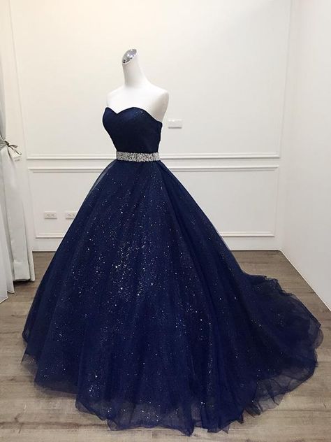 Navy Blue Ball Gown, Navy Blue Party Dress, Party Dress Blue, Navy Blue Prom Dresses, Handmade Wedding Dresses, Blue Ball Gowns, Blue Party Dress, Blue Dress Formal, Princess Ball Gowns