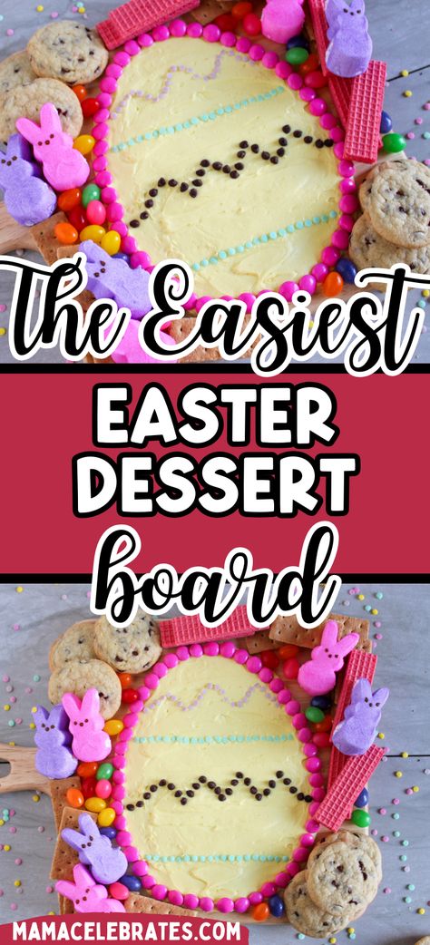 The Easiest Easter Dessert Board Ever - Mama Celebrates No Bake Party Food, Easter Dessert Easy, Easter Dessert Board, Easy Dessert Table Ideas, Easter Egg Dessert, Easy Dessert Table, No Bake Desserts Easy, Super Easy Dessert, Cookies No Bake