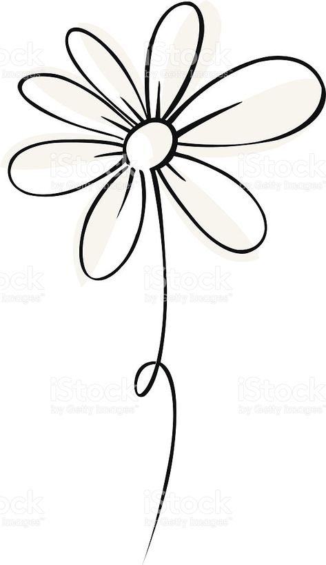 Daisy Vector Illustration, Daisy Drawing Simple, Daisy Vector, Daisy Flower Design, Daisy Daisy, Simple Line Drawings, Scrapbook Journal, Free Vector Art, Simple Lines