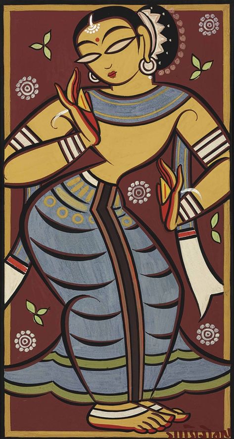 Shri Jamini Roy (Bengali: যামিনী রায়; 11 April 1887 – 24 April 1972) was one of the most famous pupil of Abanindranath Tagore, whose contribution to the emergence of modern art in India remains unquestionable. He preferred himself to be called a patua. He experimented with Kalighat paintings later expanding into village patuas. Indian Art Paintings Easy, Jamini Roy, Bengali Art, Paintings Easy, Art Premier, Indian Painting, Vedic Art, Madhubani Art, Indian Folk Art