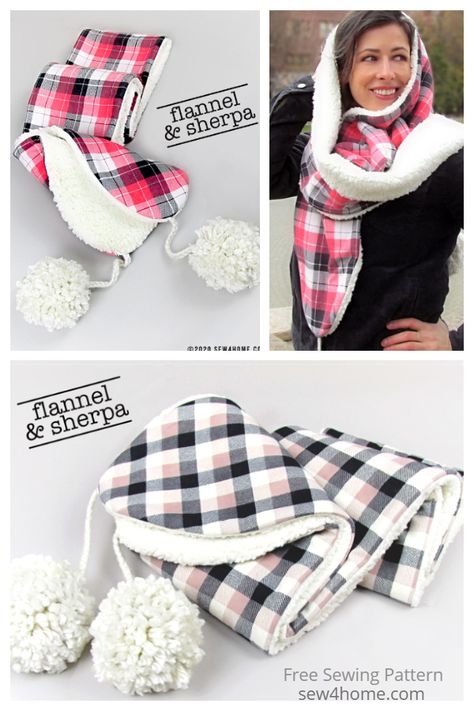 DIY Flannel and Sherpa Scarf Free Sewing Pattern | Fabric Art DIY Sherpa Scarf, Flannel Fabric Projects, Fabric Art Diy, Scarf Diy, Sewing Tutorials Bags, Flannel Scarves, Fabric Sewing Patterns, Diy Socks, Free Sewing Patterns