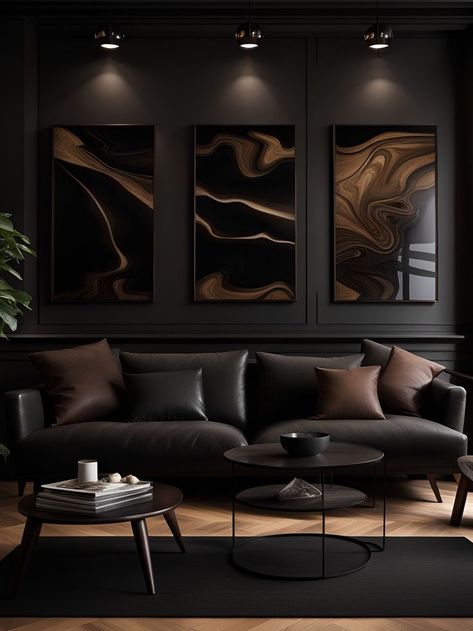 Black Leather Sofa Living Room Decor, Leather Living Room Decor, Black Leather Sofa Living Room, Dark Living Room Decor, Dark Brown Bedrooms, Dark Living Room, Brown Bedroom Decor, Leather Couches Living Room, Brown Couch Living Room