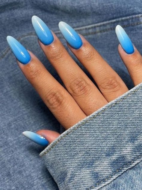 Dark Blue To Light Blue Ombre Nails, Blue Nails Ideas Ombre, Ombre Nail Art Designs Blue, Dark And Light Blue Ombre Nails, Blue Gray Ombre Nails, Electric Blue Ombre Nails, Neon Blue Ombre Nails, Royal Blue Ombré Nails, Columbia Blue Nails