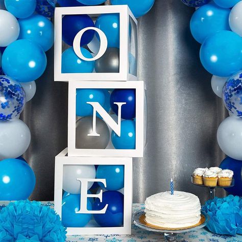 QIFU First 1st Birthday Decorations for Boy Girl, 3Pcs White Transparent Balloon Boxes with ONE Letter, Balloon Blocks for First Birthday Backdrop: Amazon.co.uk: Toys & Games Balloon Boxes, Name Balloons, First Birthday Balloons, Baby Shower Box, 1st Birthday Balloons, Boy Birthday Decorations, Transparent Balloons, Balloon Box, 1st Birthday Party Decorations