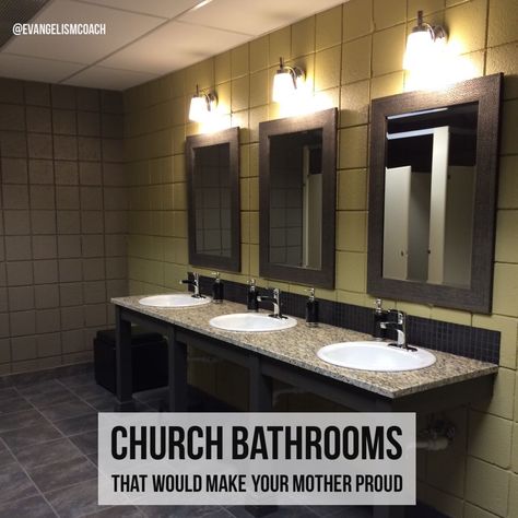 Would your church bathrooms make your mother proud? Quick Checklist for making… Commercial Bathroom Ideas, Church Bathroom, Mens Bathroom Decor, Commercial Bathrooms, Commercial Bathroom Designs, Restroom Ideas, Ladies Restroom, Fellowship Hall, Ladies Bathroom