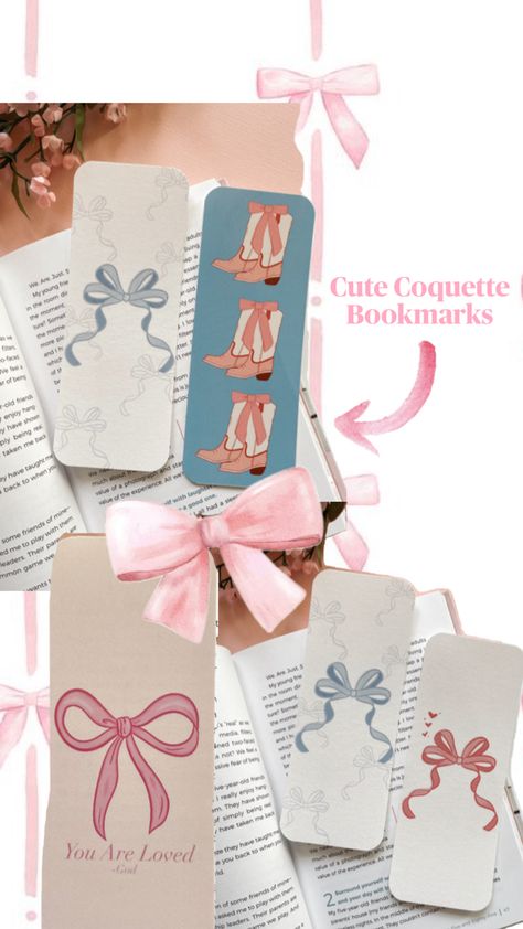 The cutest bow bookmarks, book lovers need. Coquette aesthetic in bookmark style Coquette Bookmark, Book Marks Design Ideas, Say Less, Origami Bookmark, Kawaii School Supplies, Cute Bookmarks, Diy Crafts Paper Flowers, Wedding Ties, Mini Canvas Art