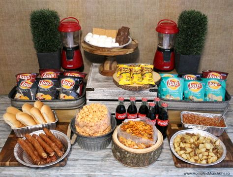 Camping Party Food, Backyard Camping Birthday Party, Camping Party Foods, Indoor Camping Party, Campout Party, Backyard Kids Party, Backyard Campout, Healthy Camping Food, Indoor Camping