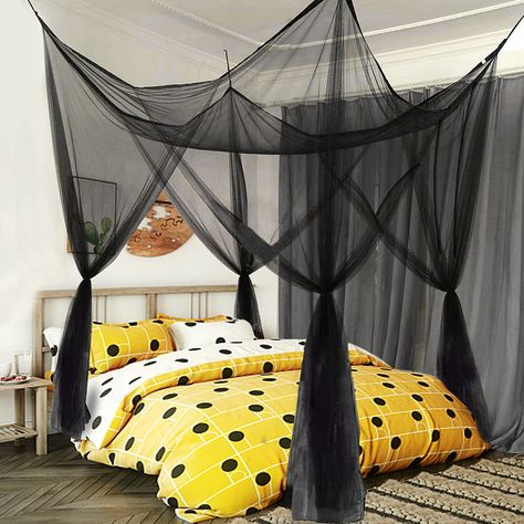 Mesh Bed Canopy, Full Size Canopy Bed, Black Canopy Bed, Bed Tents, Girls Canopy, Queen Canopy Bed, Bed Drapes, Bed Frame Queen, Canopy Bed Curtains