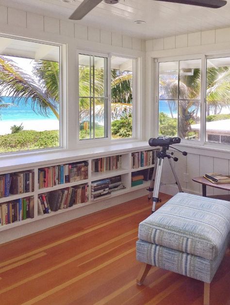 Hawaii Architecture, Hawaiian Architecture, Porches Ideas, Home Library Decor, Bedroom Bookshelf, Front Balcony, Home Library Rooms, Cozy Library, Architectural Designer