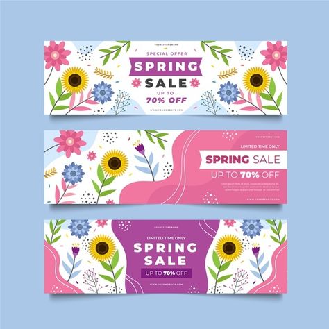 Spring Sale Banner, Spring Banner, Blank Banner, Cover Facebook, Banner Templates, Drawing Frames, Islamic Art Pattern, Hand Drawn Flowers, Pink Design