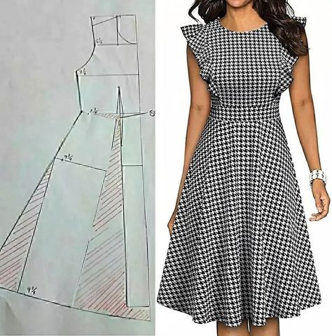 Clothing Pattern Design, Simple Dress Pattern, Easy Dress Sewing Patterns, Dress Sewing Tutorials, Sewing Clothes Women, Fashion Design Patterns, Pattern Dress Women, Fashion Sewing Tutorials, Girl Dress Patterns