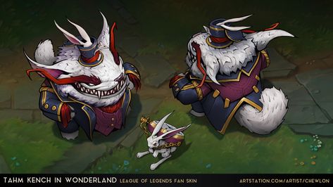 ArtStation - Tahm Kench in Wonderland - League of Legends Fan Skin, Leon Ropeter Tahm Kench, Caterpillar Alice In Wonderland, Champions League Of Legends, League Of Legends Memes, Creepy Monster, Nice Photos, League Of Legends Characters, Music Artwork, Game Character Design