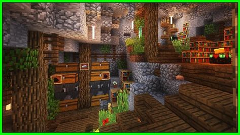 Cave Interior Design Minecraft, Lushcave Base Minecraft, Cave Minecraft Base, Minecraft Cave Staircase, Enchanting Cave Minecraft, Minecraft Cave Base Ideas Interior, Cave House Interior Minecraft, Minecraft Cave Room Ideas, Underground Room Minecraft