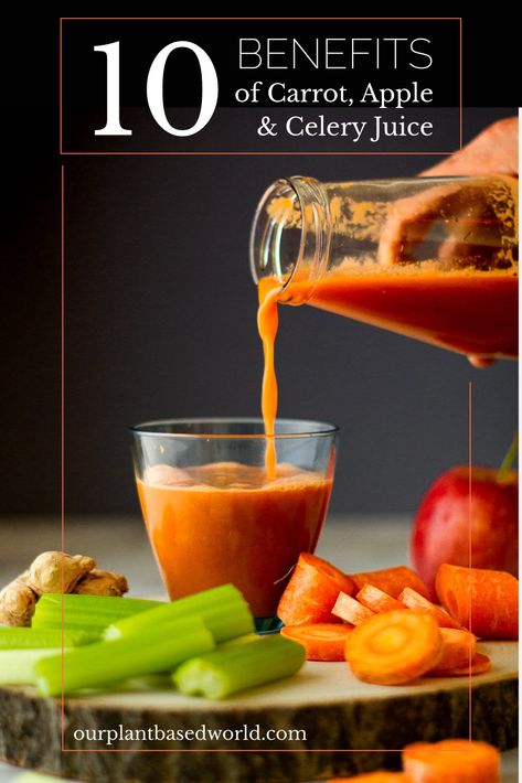 This Carrot, Apple, and Celery Juice is your morning bet on your sight, skin, and immune system. #juicer #juicefast #juicedetox Apple Celery Juice, Celery Juice Recipe, Carrot Apple Juice, Carrot Juice Benefits, Quick Vegan Dinner Recipes, Carrot Benefits, Juice Benefits, Homemade Juice, Juicer Recipes