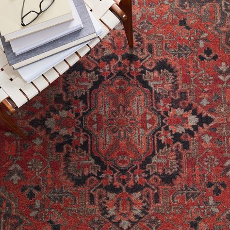 Red Traditional Rug, Red Farmhouse Rug, Traditional Persian Rug, Dining Room With Red Rug, Vintage Style Area Rugs, Red Vintage Rug Living Room, Red Orientalist Rug, Red Rugs In Living Room, Red Orientalist Rug Living Room