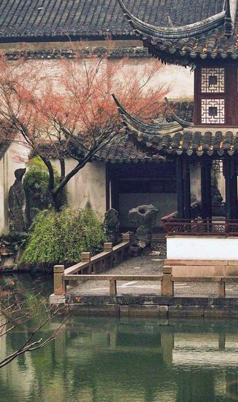 Ancient China Aesthetic, Ancient Korea, Ancient Chinese Architecture, Asian Architecture, Landscape Beautiful, Chinese Garden, Aesthetic Japan, Chinese Architecture, Suzhou