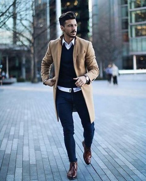 10 Accessories For Men That Will Look Adorable On Them Dapper Mens Fashion, Fashion Vest, Chique Outfit, Mens Overcoat, Tan Coat, Mens Fashion Smart, Winter Outfits Men, Mens Fashion Classy, Mens Lifestyle