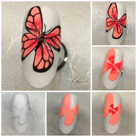 Summer Nail Art Step By Step, Animal Nail Art Step By Step, Nail Art Design Step By Step, Butterfly Nails Step By Step, Butterflies Nail Art, Nailart Tutorial Step By Step, How To Do Butterfly Nail Art, Nails Art Step By Step, Butterfly Design Nail Art