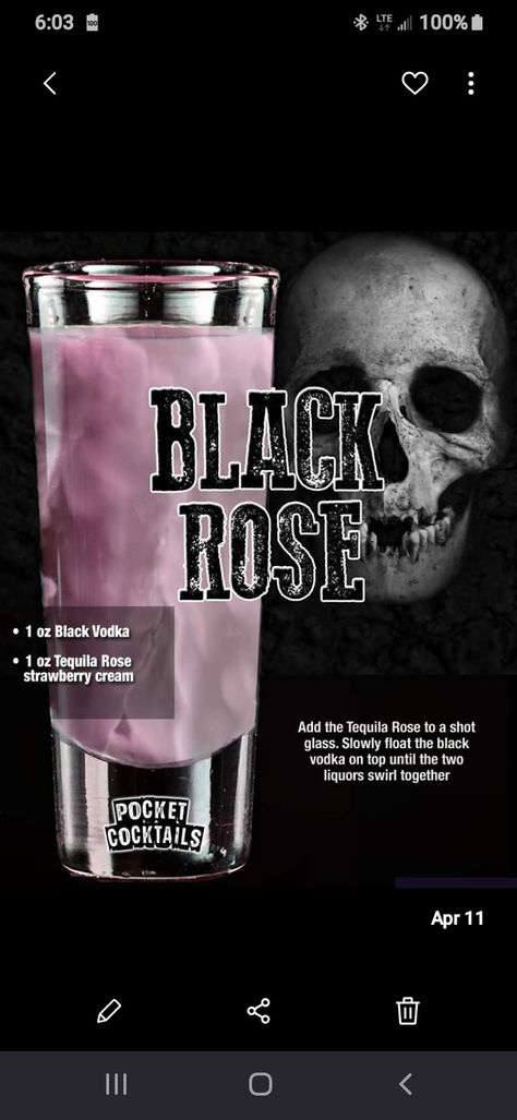 Black Rose Cocktail, Gothic Drinks Cocktail Recipes, Gothic Drinks, Rose Drink, Tequila Rose, Turmeric Shots, Cold Coffee Recipes, Rose Cocktail, Turmeric Health