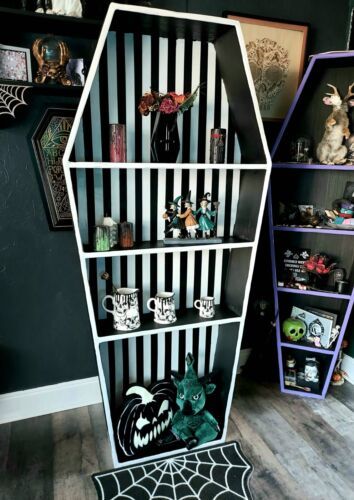 Coffin Bookcase, Coffin Bookshelf, Coffin Shelf, Small Pet Bed, Gothic Bedroom, Modern Gothic, Gothic Furniture, Goth Home Decor, Goth Decor