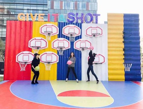 Event Activation Ideas, Btl Activation Ideas, Activation Games, Soccer Activation, Interactive Exhibition Design, Basketball Activation, Basketball Experiential Marketing, Basketball Exhibition, Basketball Installation