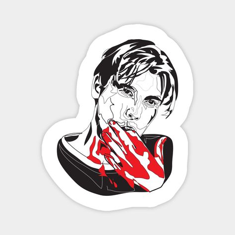 billy loomis -- Choose from our vast selection of magnets to match with your desired size to make the perfect custom magnet. Pick your favorite: Movies, TV Shows, Art, and so much more! Available in two sizes. Perfect to decorate your fridge, locker, or any magnetic surface with. Billy Loomis Tattoo, Billy Scream, Scream Stickers, Horror Room, Billy Loomis, Sticker Tattoo, Ghost Face, Ghost Faces, Notebook Design