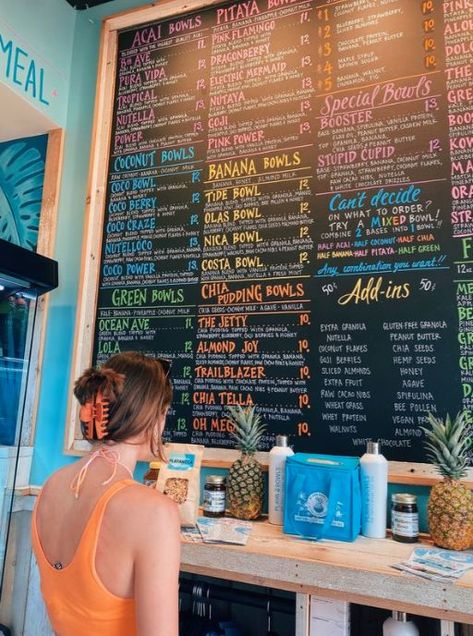 Beach Bum Aesthetic, Seaside Aesthetic, Smoothie Shop, Acai Bowls, Beachy Aesthetic, Beach Cafe, Summer Jobs, Summer Goals, Orange Aesthetic