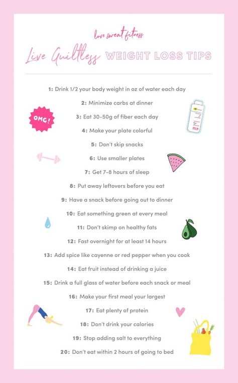 #LiveGuiltless Weight Loss Tips - Love Sweat Fitness Fitness Meal Plan, How To Reduce Weight, Love Sweat Fitness, Most Effective Diet, Fitness Recipes, Easy Diet Plan, Diet Plans For Women, Start Losing Weight, Healthy Diet Plans