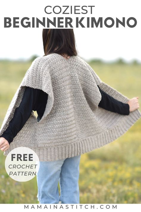 Sleeveless Cardigan Crochet Pattern, Free Crochet Kimono Patterns, Easy Crochet Kimono Pattern Free, Rectangle Cardigan – Free Beginner Crochet Sweater Pattern, Trendy Crochet Clothes Patterns, Easy Crochet Ruana Pattern Free, Easy Shrug Crochet Pattern, Crochet Gilet Pattern, Kimono Crochet Pattern Free