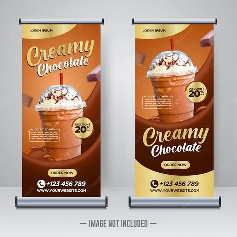 Premium Vector | Chocolate drink rollup or x banner design template Drink Banner Design, Bar Graphic Design, Rollup Design, Drink Menu Design, Rollup Banner Design, Ads Agency, Coffee Poster Design, X Banner, Logo Bakery