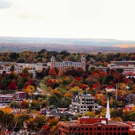 Downtown Fayetteville Arkansas in the Fall Old Main on U of A Campus Visit Arkansas, U Of A, Fayetteville Arkansas, Ozark Mountains, Immaculate Conception, College Town, University Of Arkansas, Arkansas Razorbacks, College Campus