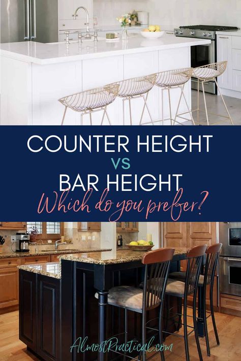 Kitchen Bar Height Counter, Raised Breakfast Bar Kitchen Countertops, Kitchen Island Higher Than Counter, Kitchen Counter Island Ideas, High Bar Kitchen Counter, Counter Height Vs Bar Height, Kitchen Island Taller Than Counter, Multi Height Kitchen Counter, Island Height Table