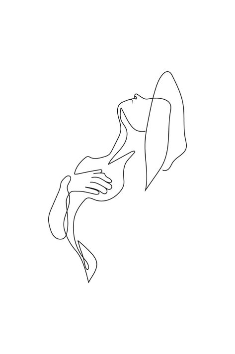 Single Line Woman Tattoo, One Line Tattoo Woman Silhouette, Woman Outline Tattoo, Female Outline Tattoo, Outline Of A Woman, Random Tattoos, Body Outline, Linear Art, Sticker Logo