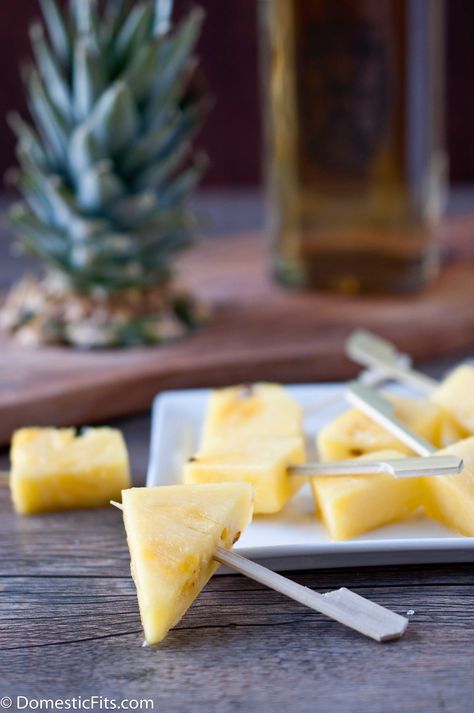 Don't be shy... Pineapple season is here! Although it’s still a tad colder here in the US than in the tropics, it’s still completely acceptable to soak your vacation-related produce in booze. My hard liquor consumption is fairly infrequent, but lately booze has worked it’s way into my kitchen. I’m much more of a beer … Alcohol Soaked Fruit, Party Bites, Healthy Nutrition, My Kitchen, Rumi, Om Nom, Nutrition Recipes, Yummy Drinks, Health And Nutrition