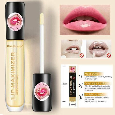 UK_Lip Plumper Extreme Lip Gloss Maximizer Plump Volume Bigger Lips Moisturizing     Description: Brand new and high quality And then, create the hydrated、sexy and naturally plumper looking lips in seconds. helping to hydrate the lips and reduce the loss of moisture, giving the lips a healthier look. Combines natural and advanced lip plumping ingredients, non-sticky formula keeps lips looking fuller and luscious for hours. The effect of this product is to use the innovative oil/oil/oil cream sep Jt Makeup, Lip Pump, Bigger Lips, Plump Lips, Lip Plumping, Lip Beauty, Dry Lips, Lip Plumper, Uneven Skin Tone