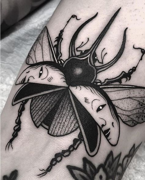 Woodsy Tattoos, Scarab Tattoo, Rhinoceros Beetle, Beetle Tattoo, Interesting Tattoos, Insect Tattoo, Bug Tattoo, Tattoos Gallery, Black Ink Tattoos