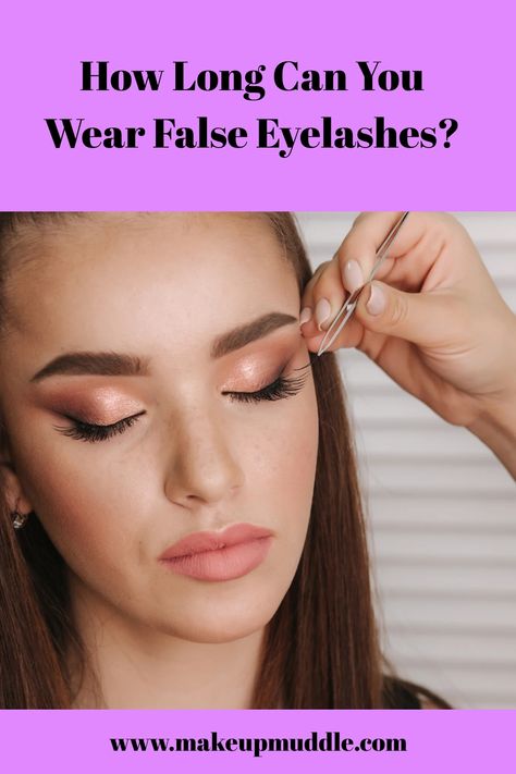 How Long Can You Wear False Eyelashes? Do you want to know how long you can wear a pair of false eyelashes, or individual eyelashes? Click here to find out! How To Apply False Eyelashes, Eyelashes Falling Out, Apply False Eyelashes, Fake Eyelashes Applying, Pro Makeup Tips, Eyelash Application, Applying False Eyelashes, Eco Beauty, Individual Eyelashes