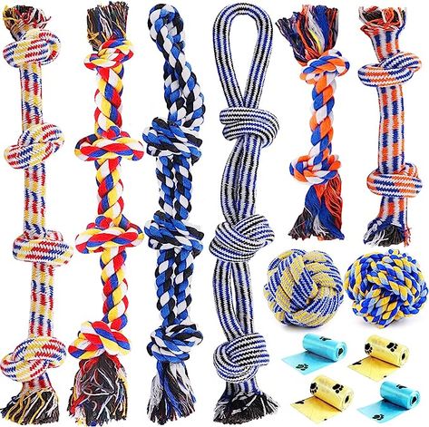 Pet Supplies : Large Dog Toys for Aggressive Chewers, 12 Pack Tough Dog Chew Toys for Large Dogs, Heavy Duty Tug of War Dog Toy, Indestructible Dog Rope Toy for Medium and Big Breed, 100% Cotton for Teeth Cleaning : Amazon.com Strong Dog Toys, Big Dog Toys, Dog Rope Toy, Dog Toys For Aggressive Chewers, Dog Boredom, Durable Dog Toys, Kinds Of Dogs, Dog Chew, Dogs Pooping