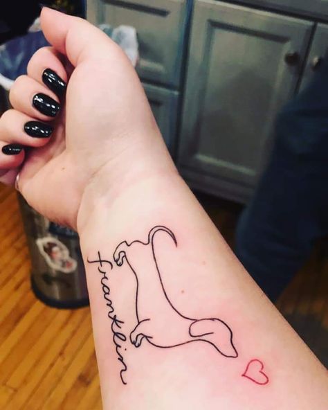 Small Dachshund Tattoo, Dachshund Tattoos, Wrap Around Ankle Tattoos, Dachshund Tattoo, Dog Memorial Tattoos, Small Flower Tattoos, Pokemon Tattoo, Dachshund Art, Memorial Tattoos