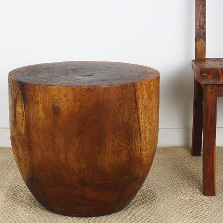 Haussmann Monkey Pod Wood Walnut Oil-finished Oval Drum End Table (Thailand) - Walmart.com Drum End Table, Tree Stump Table, Stump Table, Monkey Pod Wood, Coffee Sofa, Drum Table, Teak Oil, Walnut Oil, House Decor Rustic