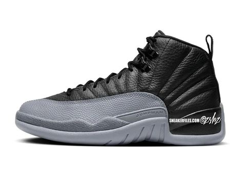 Black And Grey Jordans, Shoes For Christmas, Wolf Grey Jordans, Jordan 12 Black, Jordan 12s, 44th Birthday, Eight Ball, Grey Jordans, Jordan Retro 12