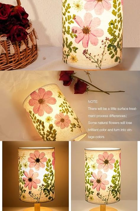 Dried Flower Lampshade, Flower Lamp Shade Diy, Cinnamon Flower, Pretty Lamps, Flower Lantern, Flower Lamp Shade, Living Room Desk, Pressed Flower Crafts, Creative Lamps